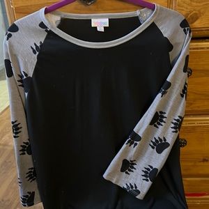 LuLaRoe Randy with bear paw prints. Worn once. Size XL